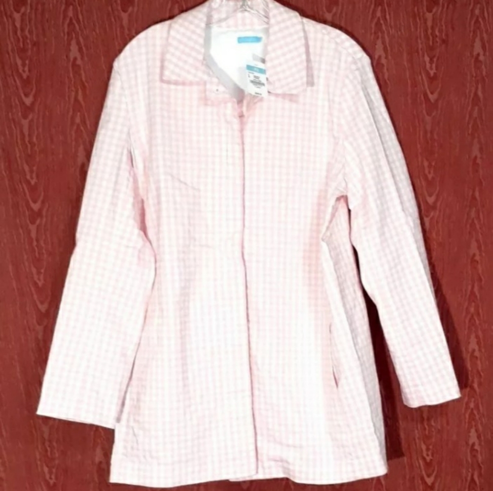 J. MCLAUGHLIN Pink/White Gingham Trya Blazer/Jacket Outerwear Size L 2 Pockets